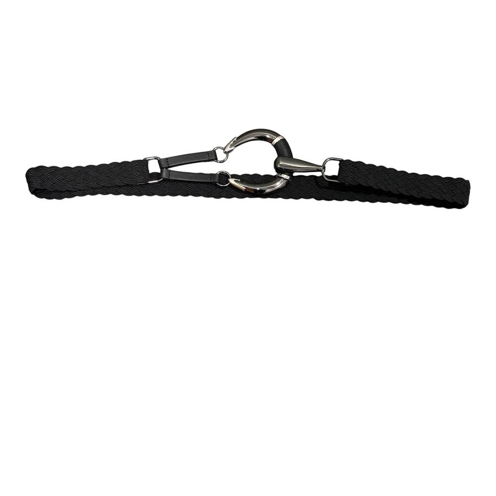 Vintage Chico's Black Braided Belt with Metal Clasp Buckle - One Size